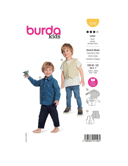 Patron Burda 9248 - Chemise classique et un gilet