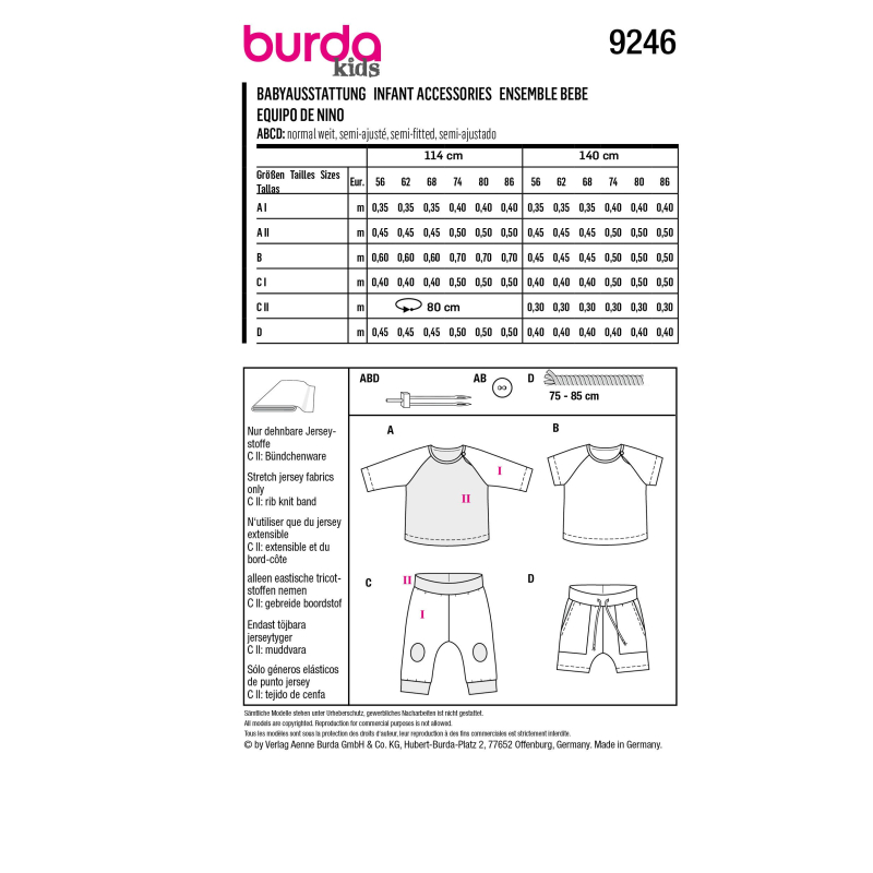Patron Burda 9246 - Ensemble Tee-shirts et pantalons
