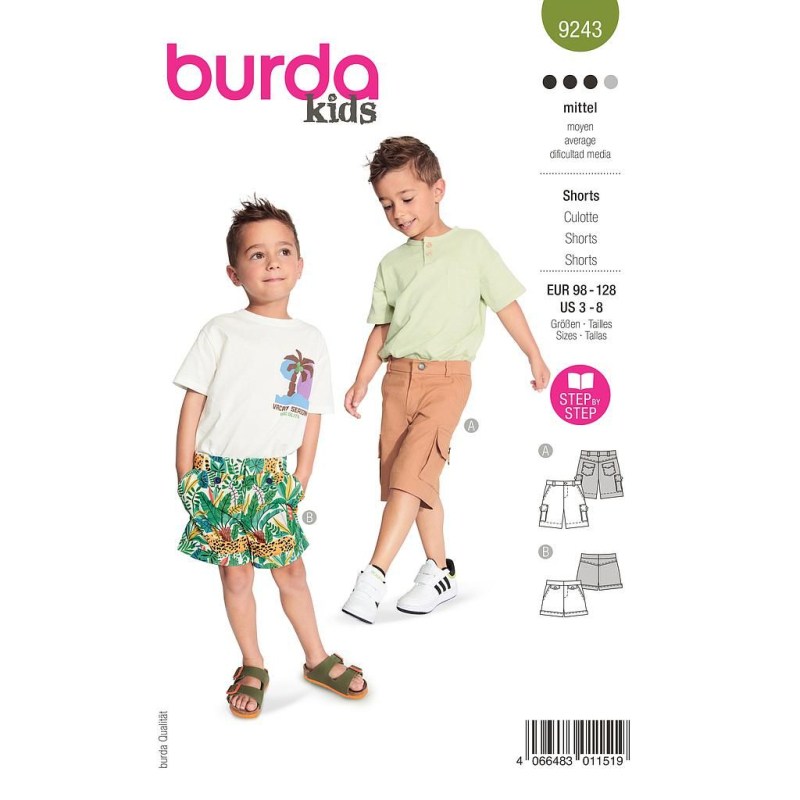 Patron Burda 9243 - Shorts sont indispensables pour les petits