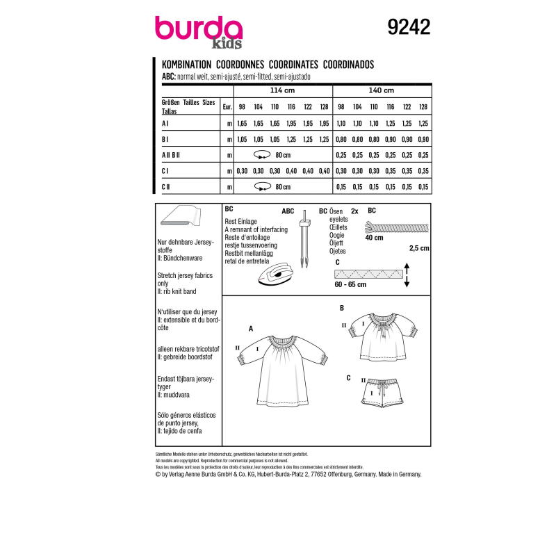 Patron Burda 9242 - Robes amples dans un jersey moelleux