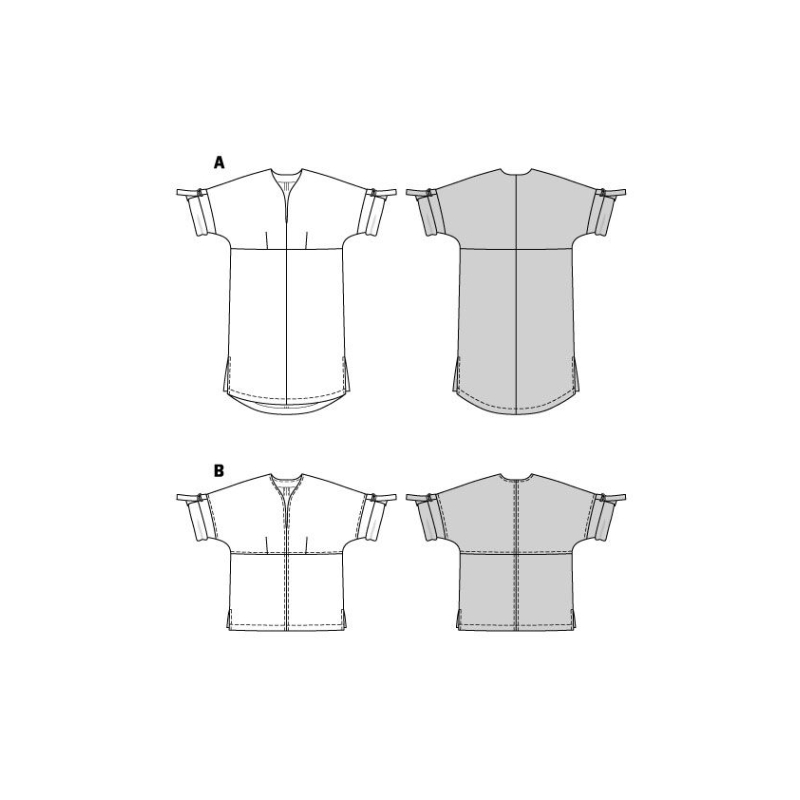 Patron Burda 5934 - Robe et blouse avec joli décolleté et manches à retrousser