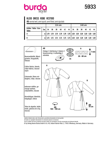 Patron Burda 5933 - Robes portefeuille