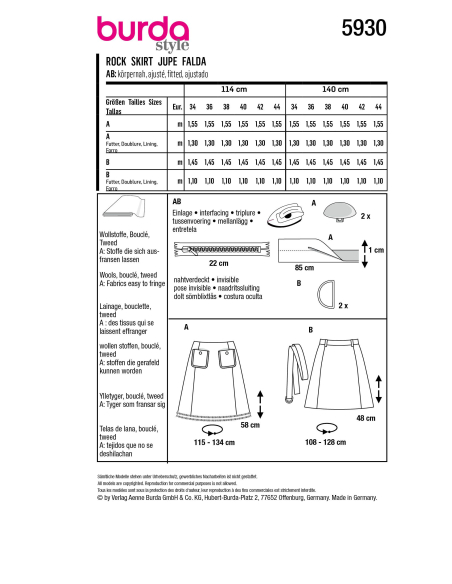 Patron Burda 5930 - Jupes trapèze