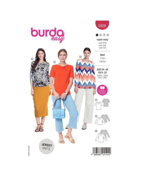 Patron Burda 5926 - 3 Tee- shirts incontournables