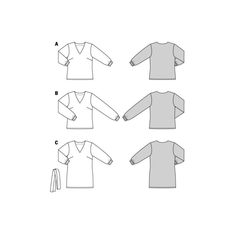 Patron Burda 5924 - Blouses sans fermeture avec une encolure V