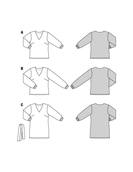 Patron Burda 5924 - Blouses sans fermeture avec une encolure V