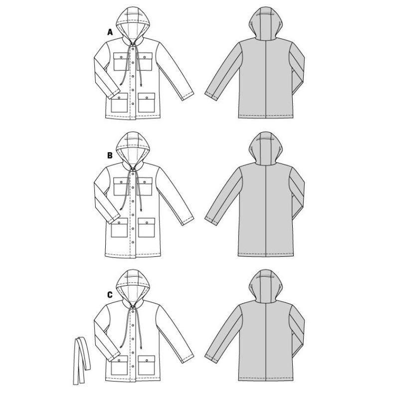 Patron Burda 5923 - Parka à capuche et poches plaquées