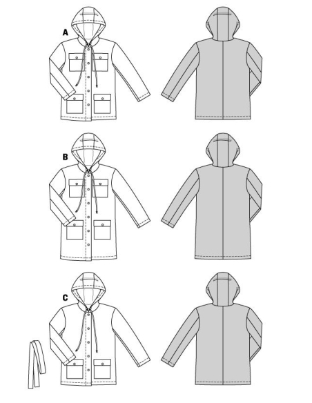 Patron Burda 5923 - Parka à capuche et poches plaquées
