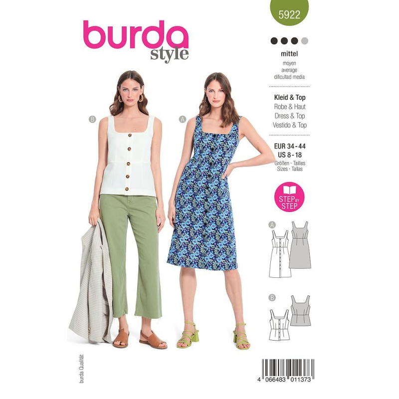 Patron Burda 5922 - Top et robes à bretelles