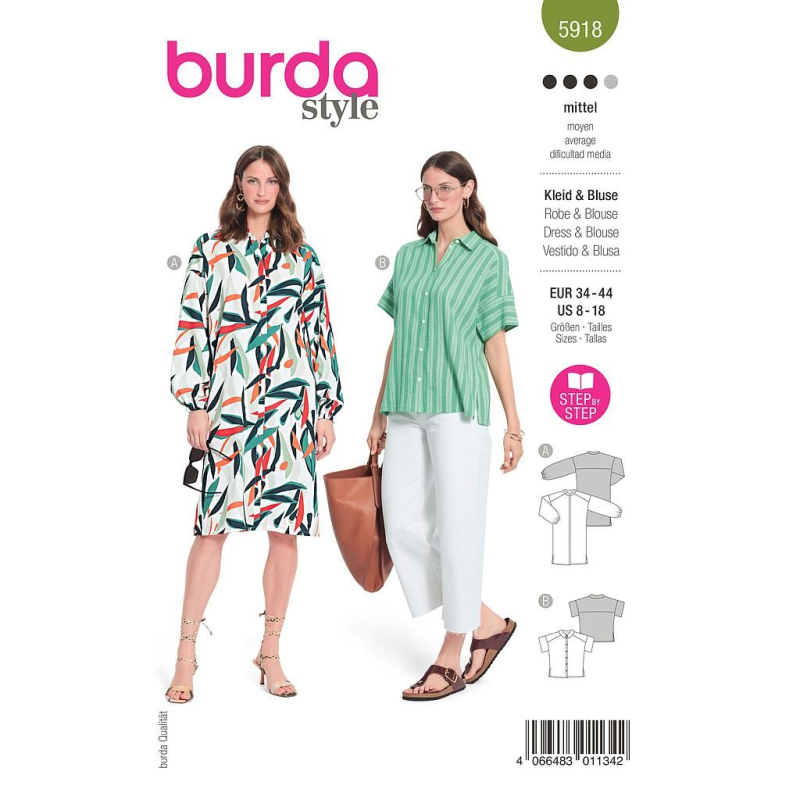 Patron Burda 5918 - Robe chemise et la blouse