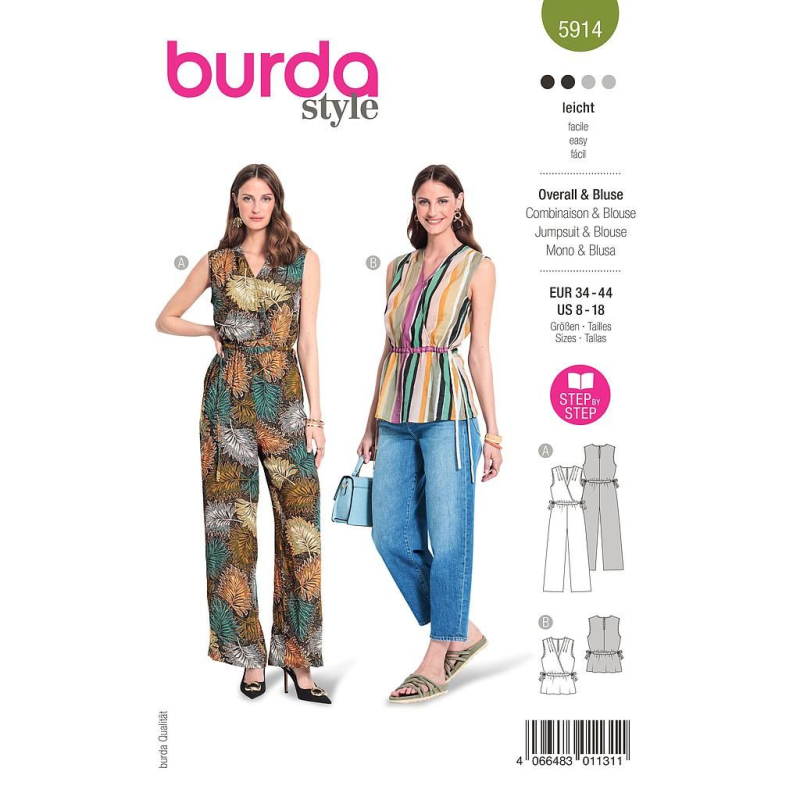 Patron Burda 5914 - Le haut sans manches, façon cache-cœur