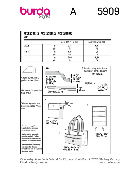 Patron Burda 5909 - Tablier jardiange à compartiments