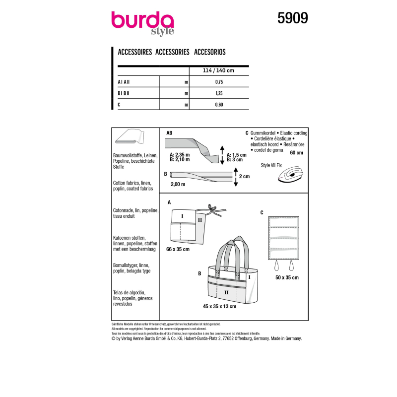 Patron Burda 5909 - Tablier jardiange à compartiments