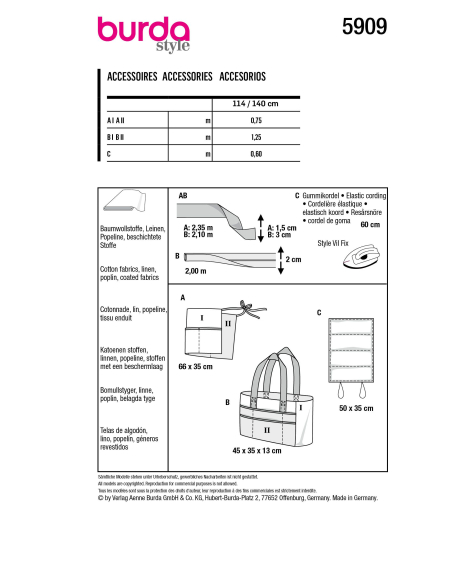 Patron Burda 5909 - Tablier jardiange à compartiments
