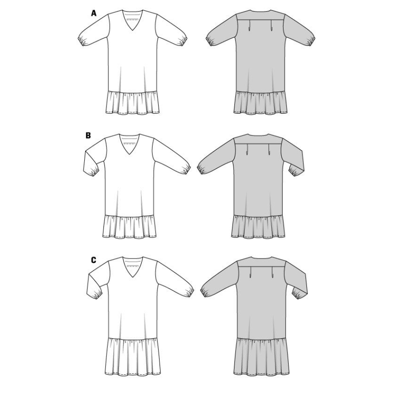 Patron Burda 5907 - Robes légères, encolure en V