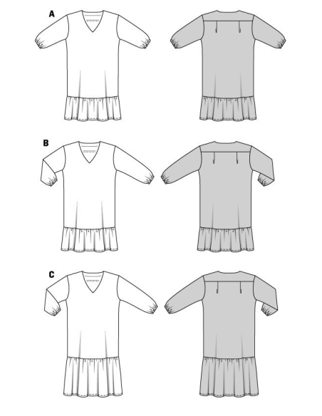 Patron Burda 5907 - Robes légères, encolure en V