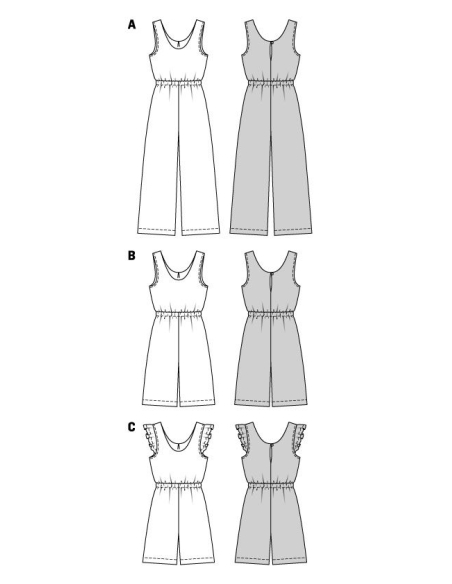 Patron Burda 5905 - Combinaisons avec une fente dans le dos