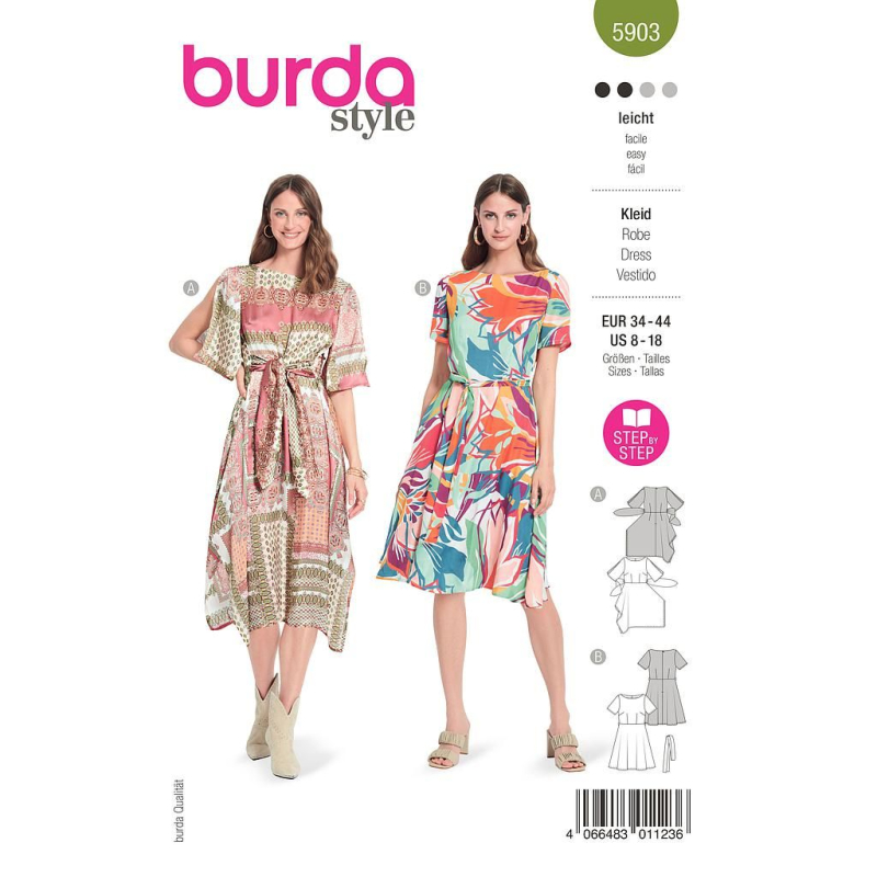 Patron Burda 5903 - Robe avec jupe a pointe