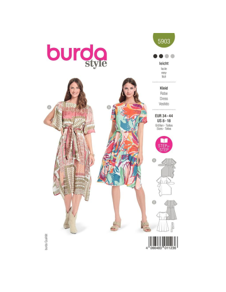 Patron Burda 5903 - Robe avec jupe a pointe