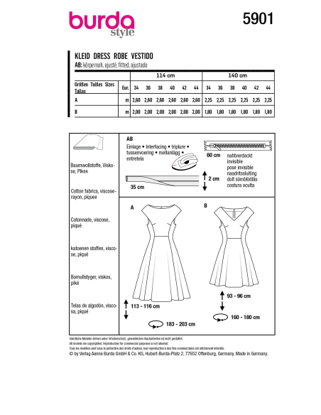 Patron Burda 5901 - Robes romantiques avec touche Vintage