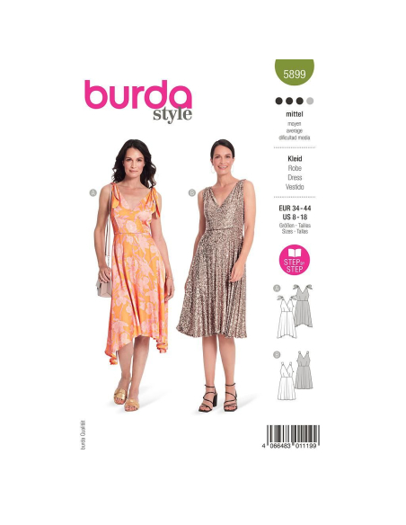 Patron Burda 5899 - Robes virevoltantes avec corsage croisé