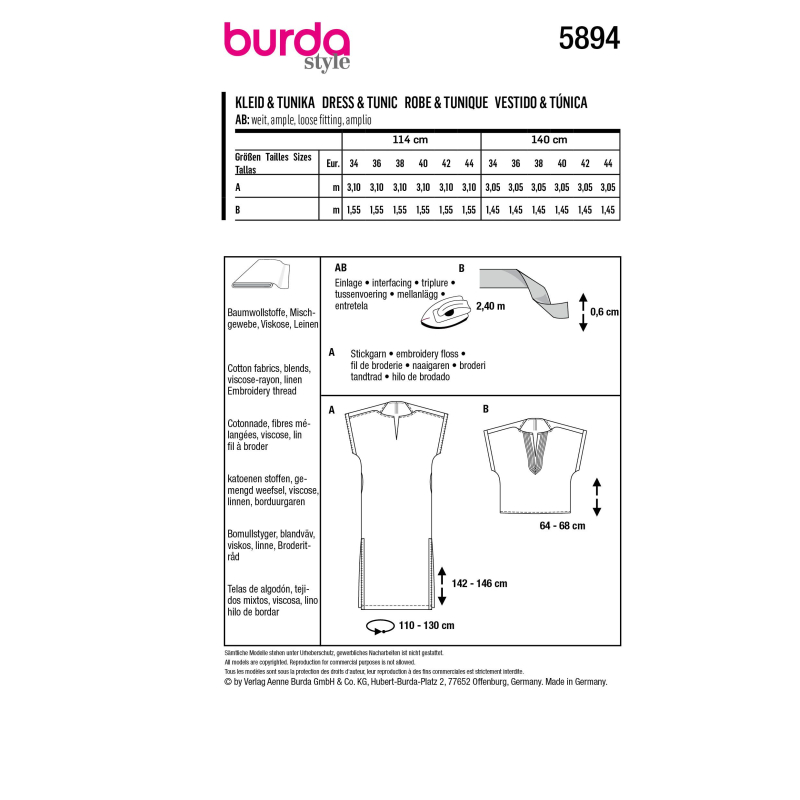 Patron Burda 5894 - Longue robe