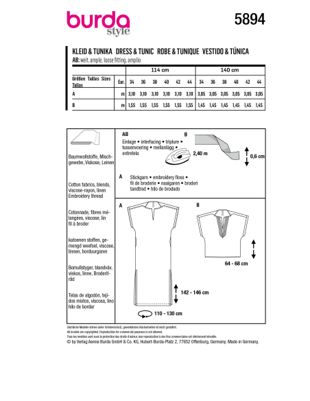 Patron Burda 5894 - Longue robe