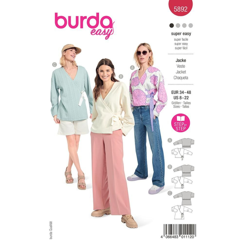 Patron Burda 5892 - Vestes cache-cœur