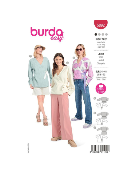 Patron Burda 5892 - Vestes cache-cœur