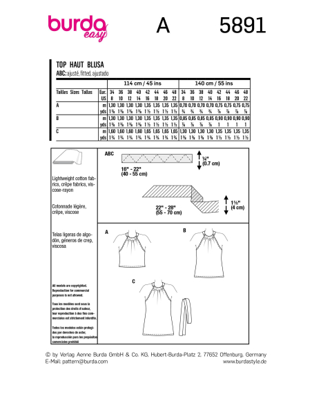 Patron Burda 5891 - Top dos-nu