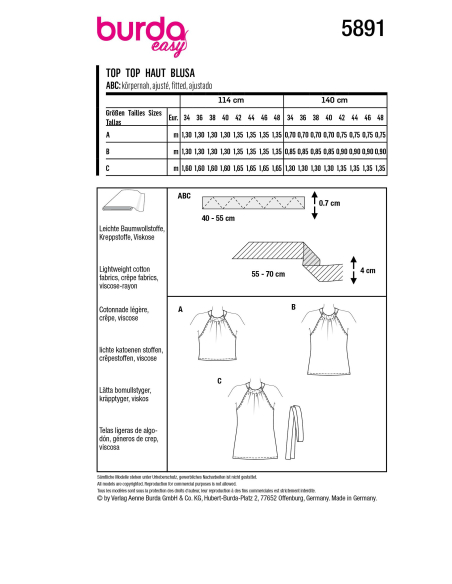 Patron Burda 5891 - Top dos-nu