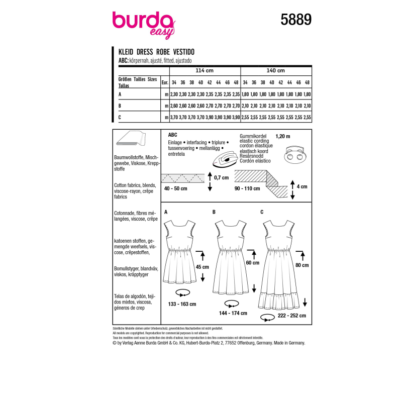 Patron Burda 5889 - Robe juvénile