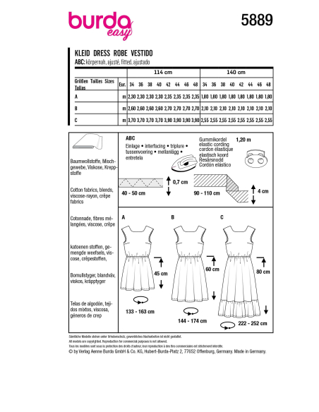 Patron Burda 5889 - Robe juvénile