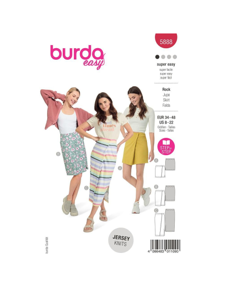 Patron Burda 5888 - Jupe droite avec fente latérale