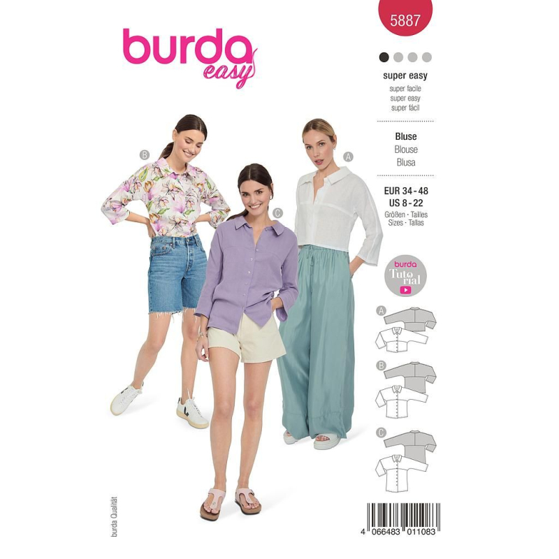 Patron Burda 5887 - Blouse en diverses longueurs