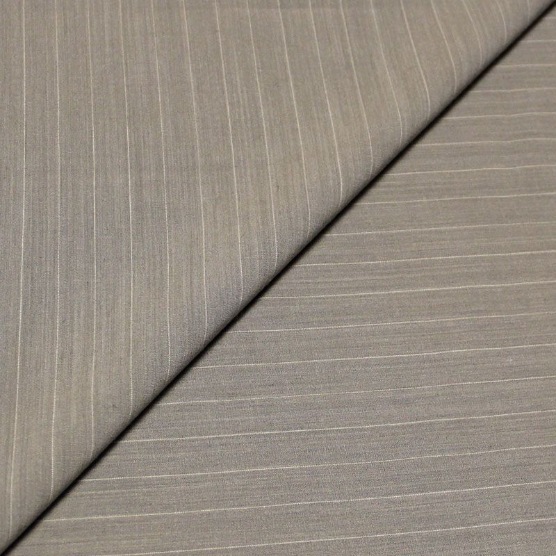 Tissu tailleur - Rayure blanche fond gris
