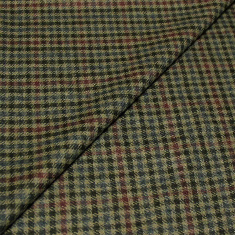 Tweed 100% laine - Carreaux fond vert