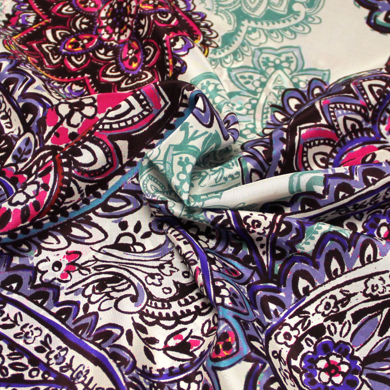 Crêpe de Chine 100% soie - Cachemire violet