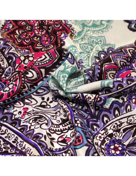 Crêpe de Chine 100% soie - Cachemire violet