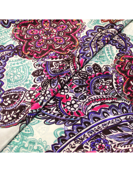 Crêpe de Chine 100% soie - Cachemire violet