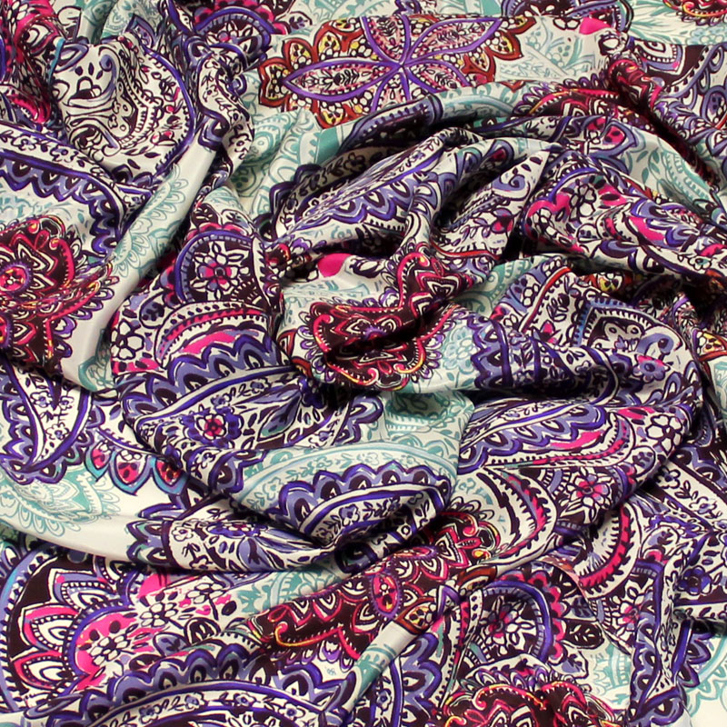 Crêpe de Chine 100% soie - Cachemire violet