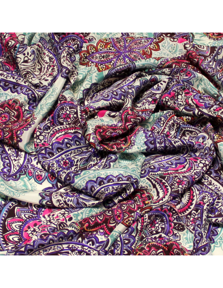 Crêpe de Chine 100% soie - Cachemire violet