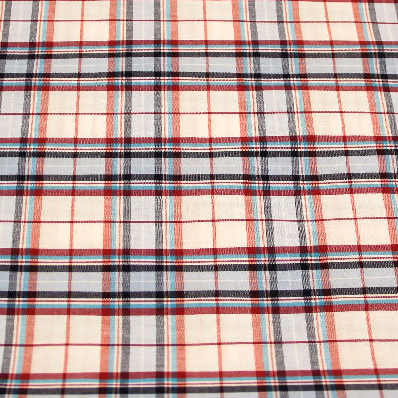 Tissu chemise - Carreaux bleu, rouge & rose