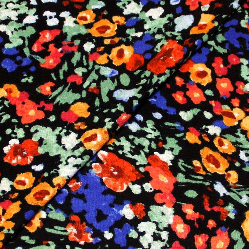 Double gaze - Flore rouge & orange fond noir