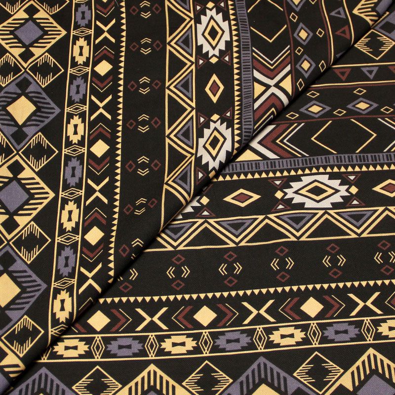 Twill 100% viscose - Motif aztèque