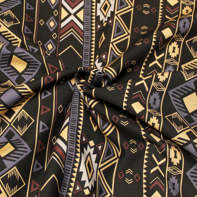 Twill 100% viscose - Motif aztèque