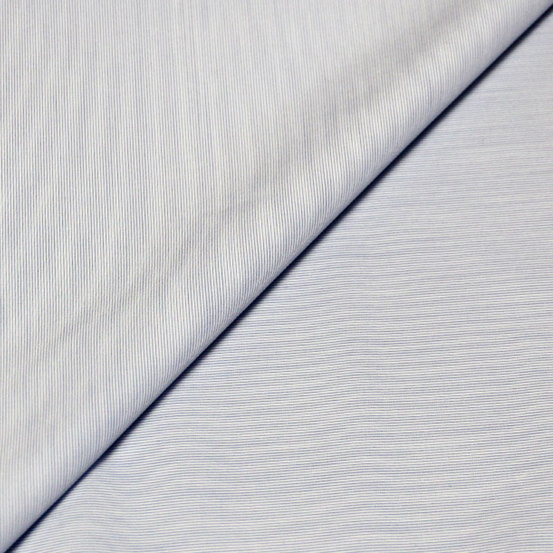 Tissu chemise tissé-teint 100% coton - Rayure fine ciel & blanc