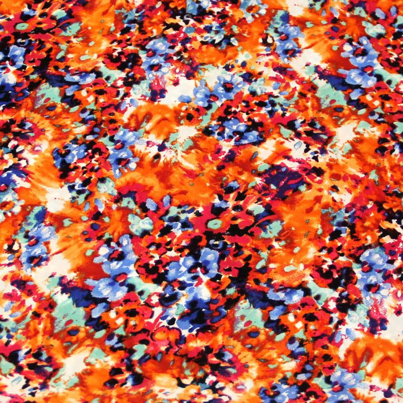 Javanaise imprimée - Éclat fleuri orange, bleu & rose