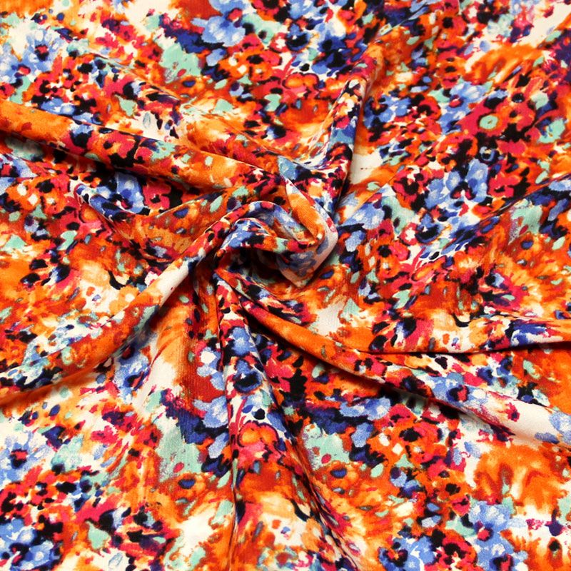 Javanaise imprimée - Éclat fleuri orange, bleu & rose