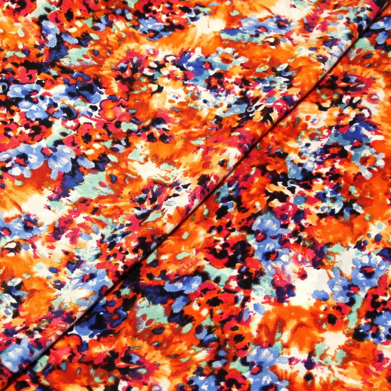 Javanaise imprimée - Éclat fleuri orange, bleu & rose